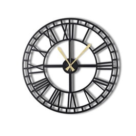 Wallity WATCH-038 Reloj de Pared Decorativo de Metal Negro 70 x 70 cm